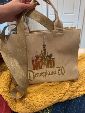 Disney Gold Glitter Tote style purse disneyland park 70th